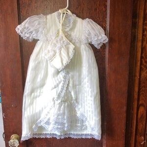Phyllis Baby Wear Vintage Elegant White Lace Baby Christening Gown  with Bonnet